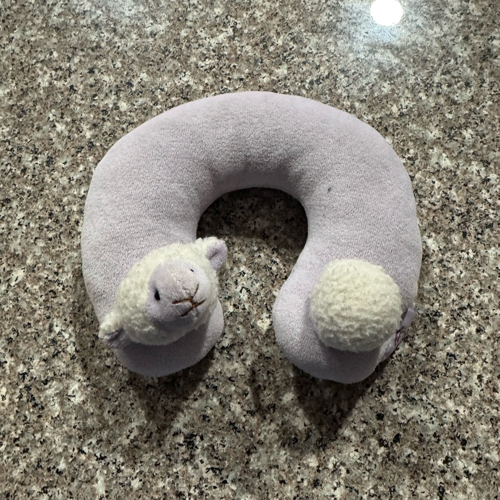 Burberry Plush Sheep Neck Pillow for Kids - Purple and White